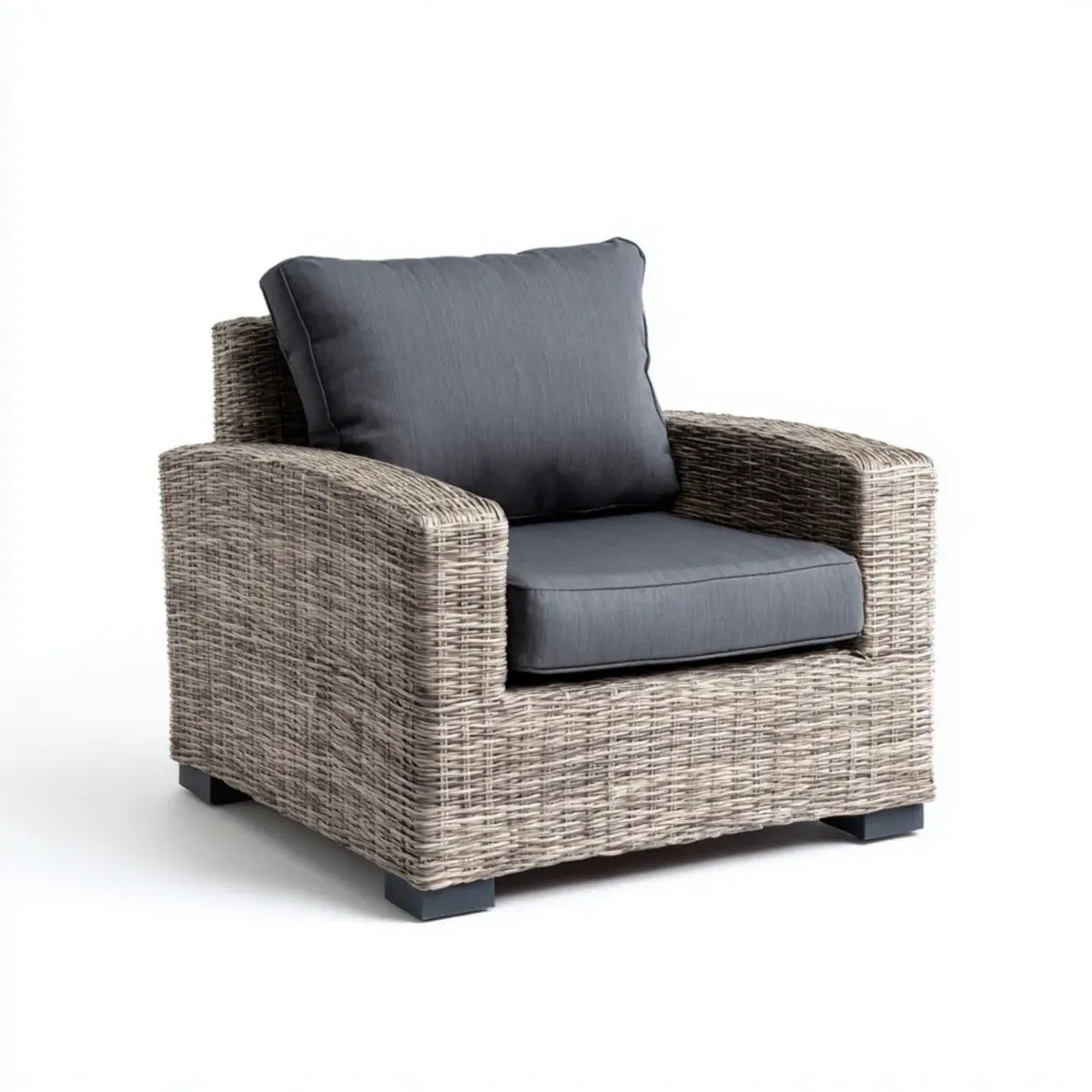 Fotel wypoczynkowy, Salonik fotel ogród Taupe antracyt 85 x 85 x 82 cm PE rattan aluminium prostokątny z siedziskiem i poduszką pleców