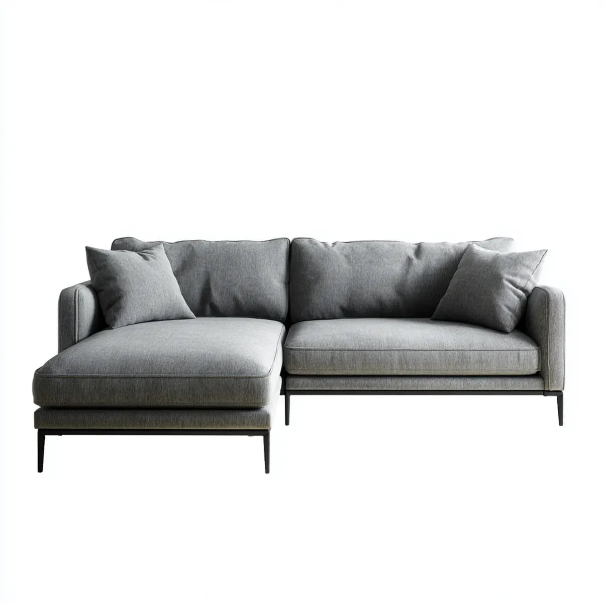 Sofa, Kanapa narożna z krzesełkiem z lewej szarej, 250 x 160 x 85 cm w kształcie poliestru L