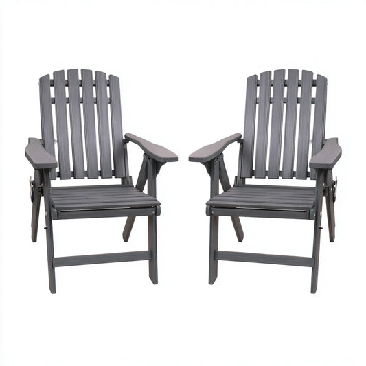 Fotel wypoczynkowy, Zestaw 2 składane fotele ogrodowe Adirondack szary antracyt w HDPE 73 x 83 x 92 cm