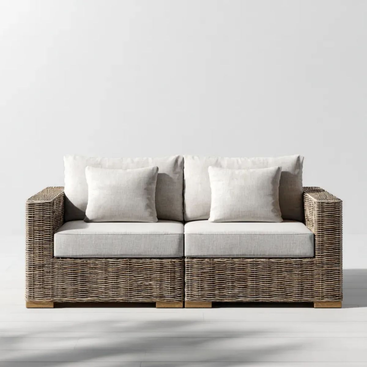 Sofa ogrodowa, Ogród Tapicerka 2 Tapicerowane fotele beżowe z włókniny żywicy i poliestru, 160 x 85 x 80 cm