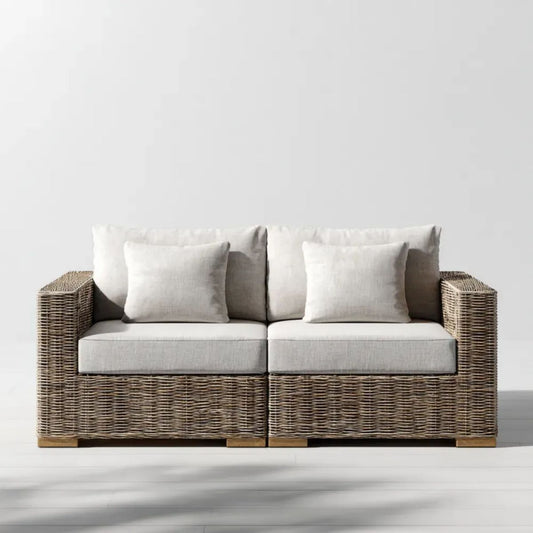 Sofa ogrodowa, Ogród Tapicerka 2 Tapicerowane fotele beżowe z włókniny żywicy i poliestru, 160 x 85 x 80 cm