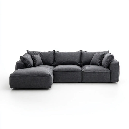 Sofa, Kanapa z lewym kątem antracytu 280 x 160 x 85 cm w poliestrze i pianie poliuretanowej