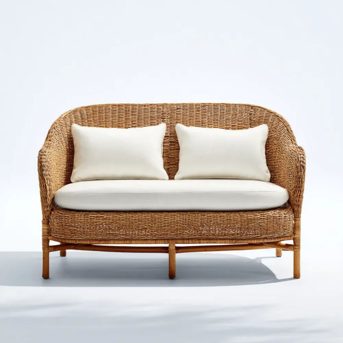 Sofa ogrodowa, Ogród Tapczan 2 Tapczan w rattanie z beżowymi poduszkami, 140 x 75 x 85 cm
